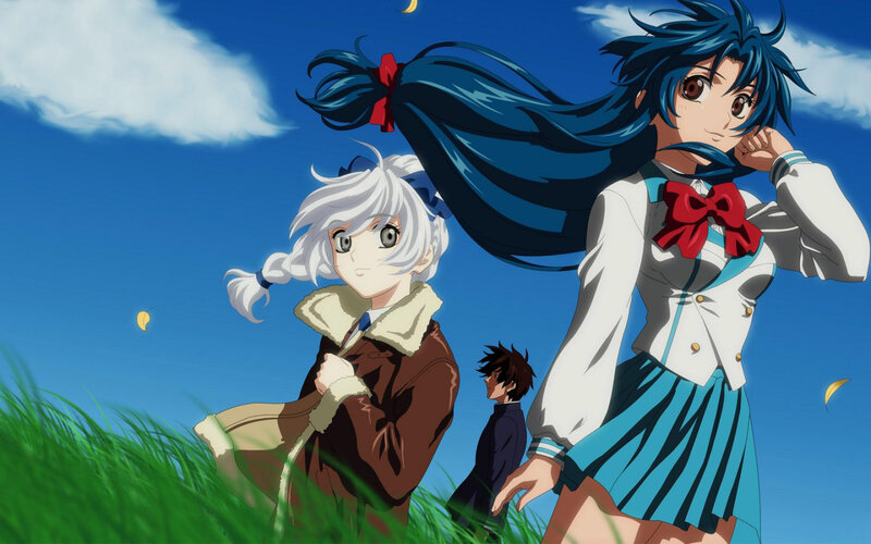 Anime girls in a field