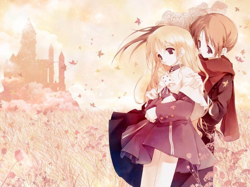 anime girls in a field