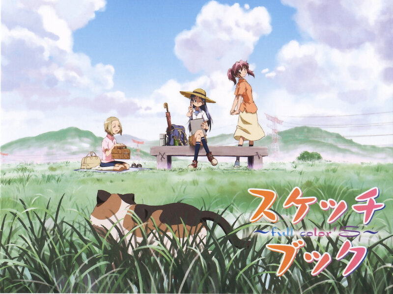 Anime girls in a field