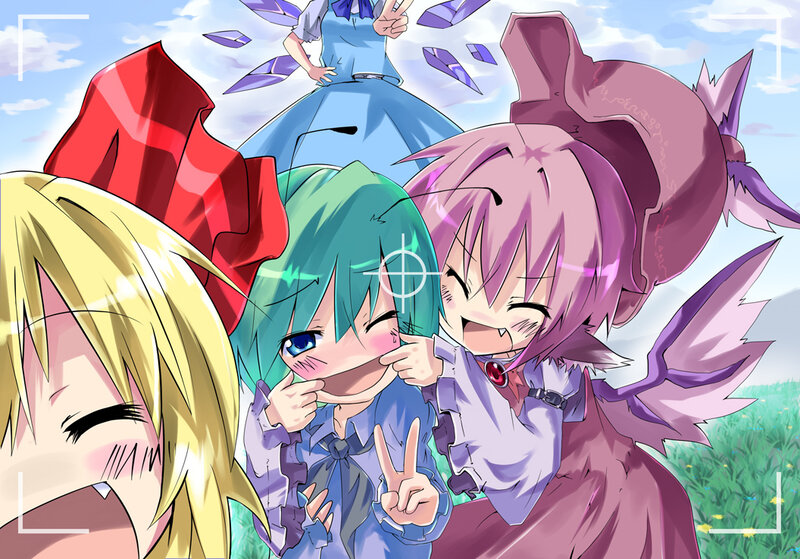 anime girls in a field