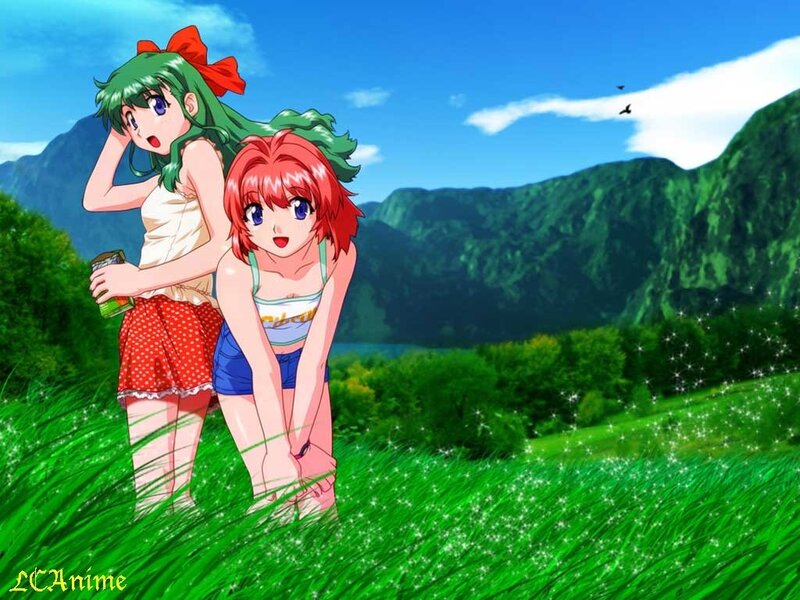 Anime girls in a field