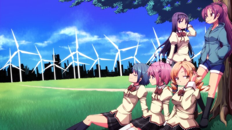 anime girls in a field