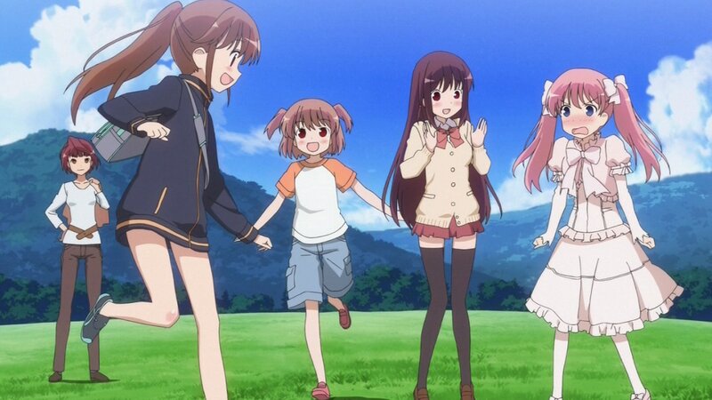 anime girls in a field
