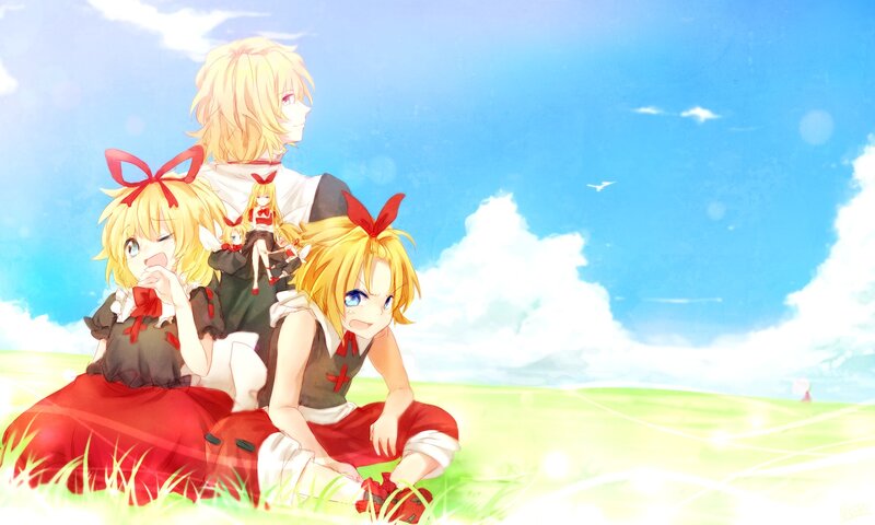 Anime girls in a field