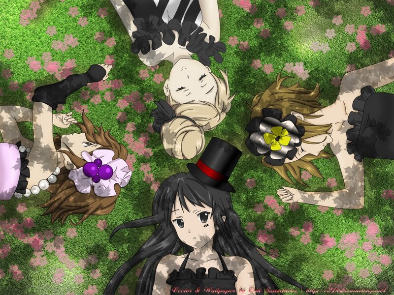 anime girls in a field