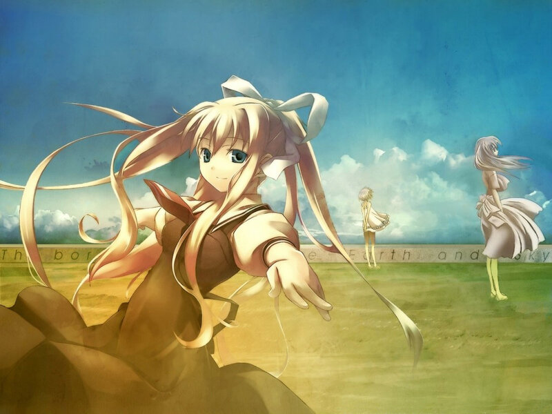 Anime girls in a field