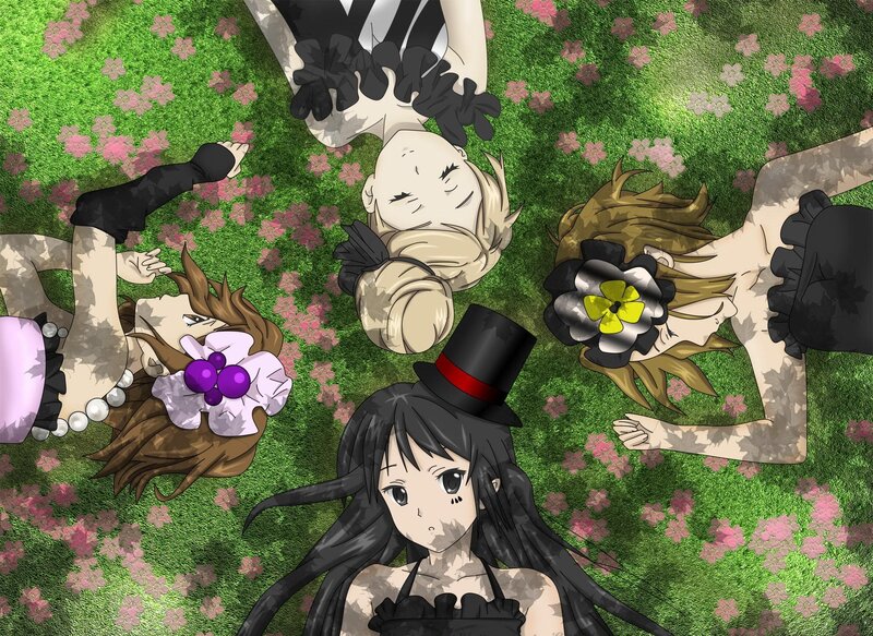 anime girls in a field