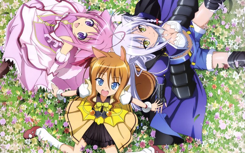 anime girls in a flower field