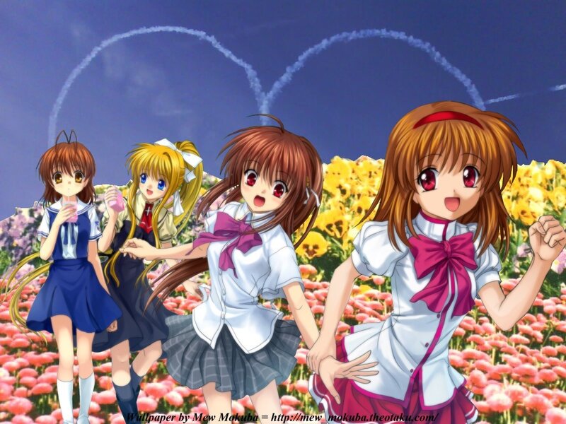 Anime girls in a flower field