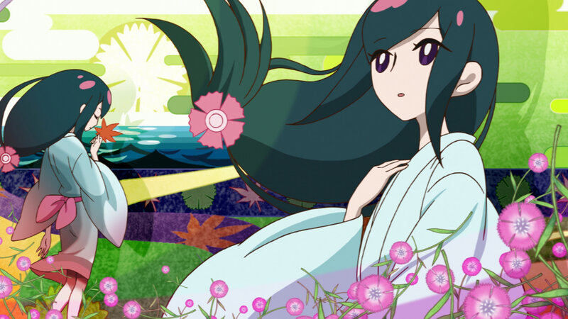 Anime girls in a flower field