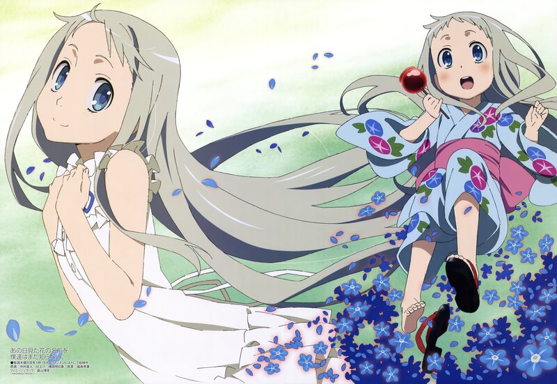 Anime girls in a flower field