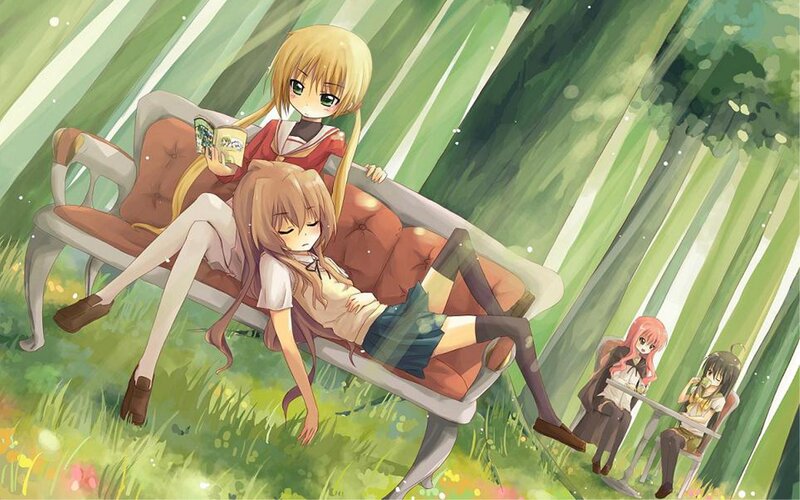 Anime girls in a forest