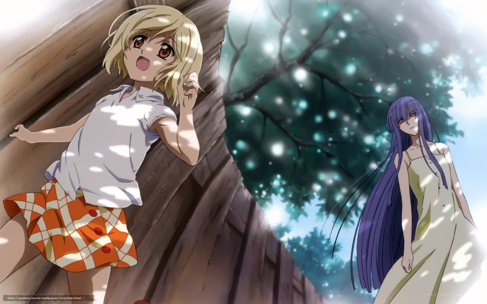 Anime girls in a forest scene