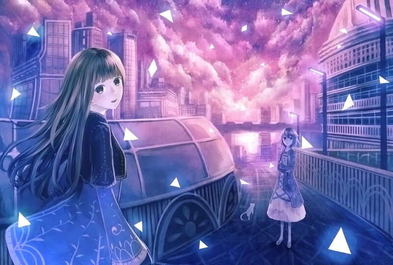 Anime girls in a futuristic city