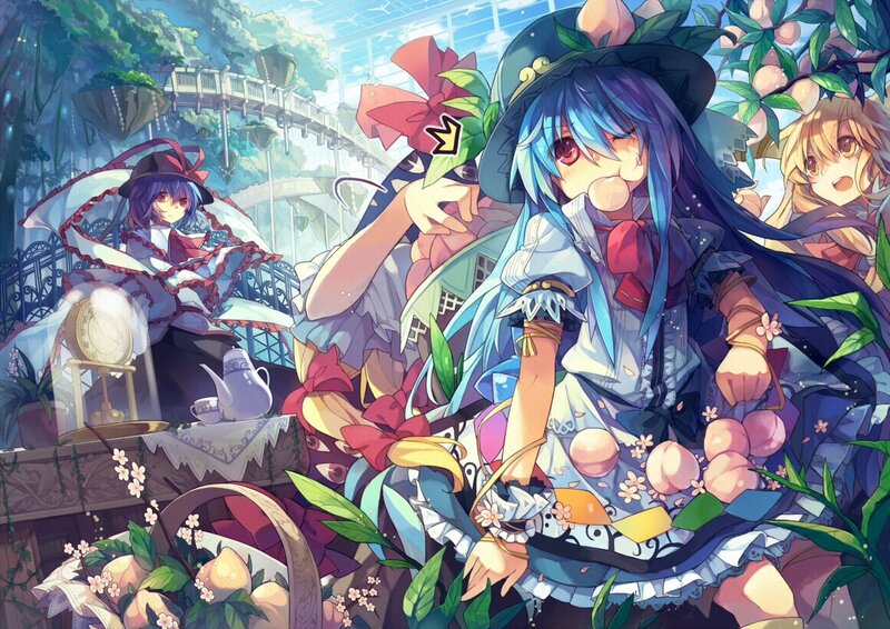 Anime girls in a garden