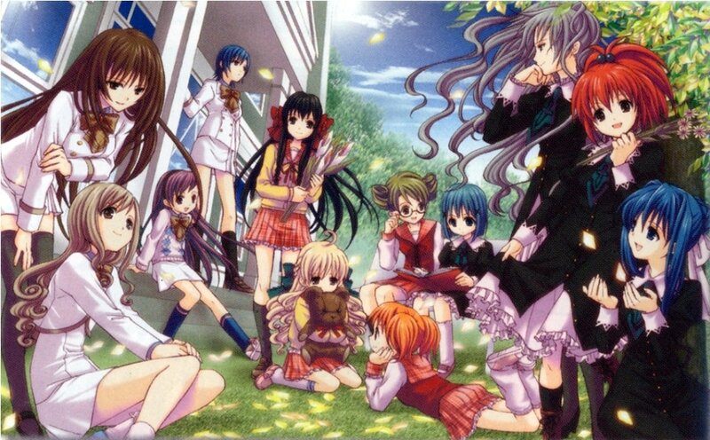 anime girls in a garden