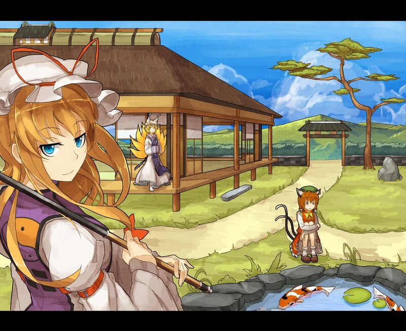 Anime girls in a garden
