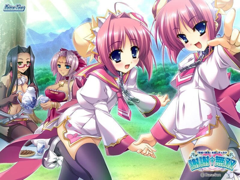 Anime girls in a garden scene