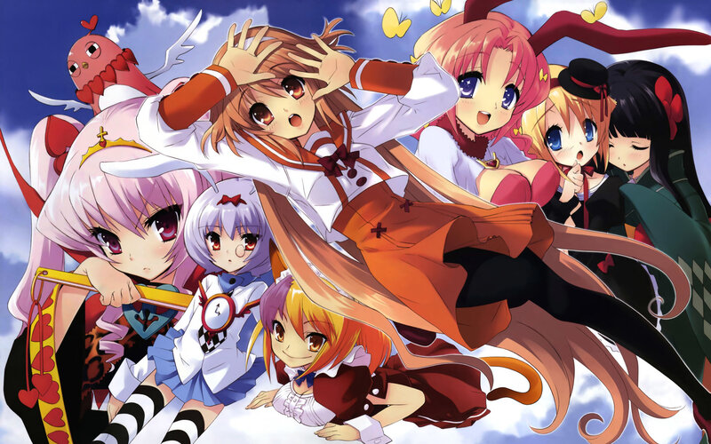anime girls in a group