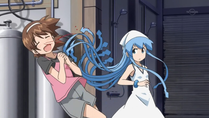 Anime girls in a hallway