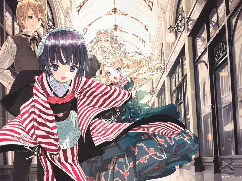 Anime Girls in a Hallway — Red