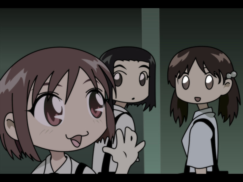 anime girls in a hallway
