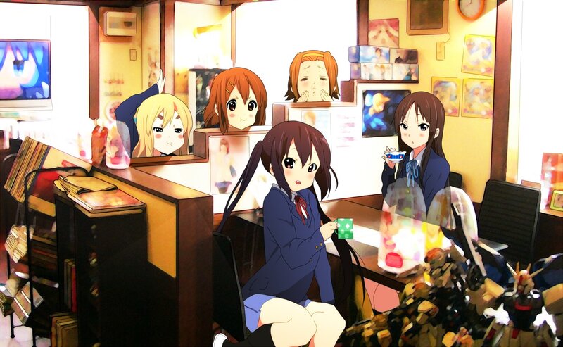 Anime girls in a hobby room