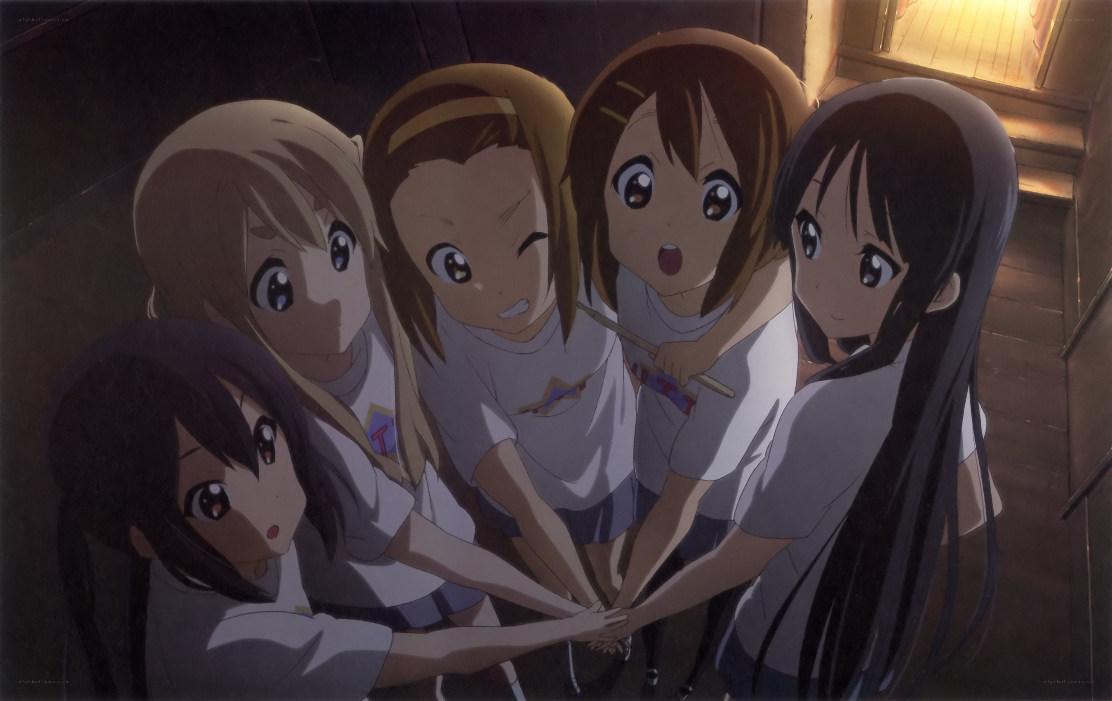 anime girls in a huddle