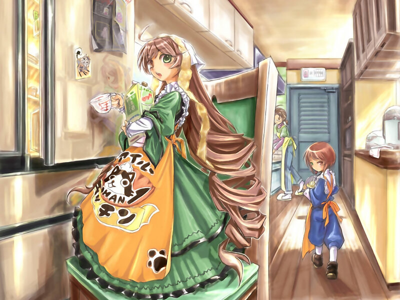 Anime girls in a kitchen