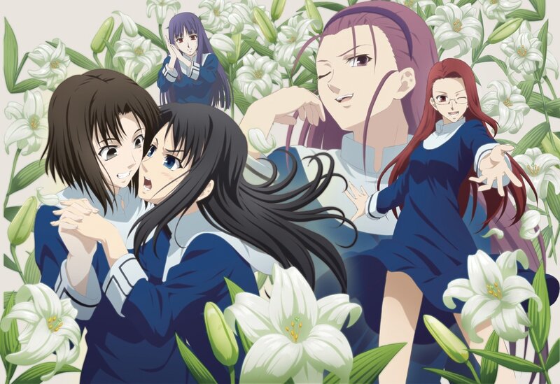anime girls in a lily field