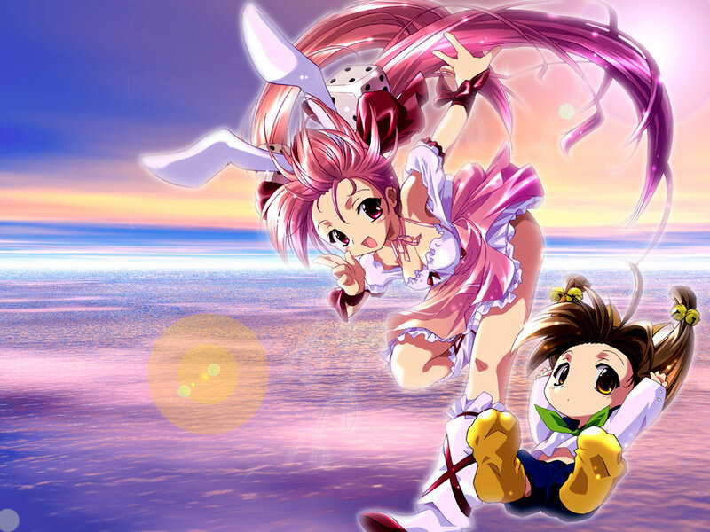 Anime girls in a magical scene
