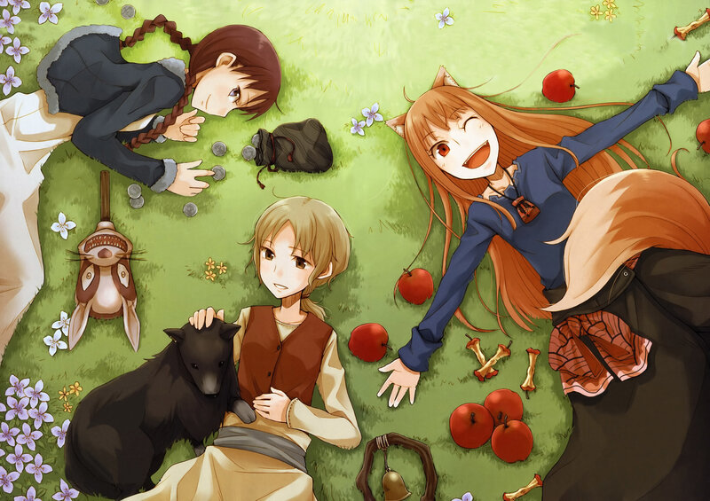 Anime girls in a meadow