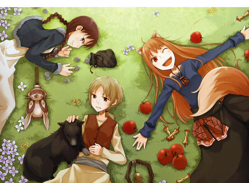 Anime girls in a meadow
