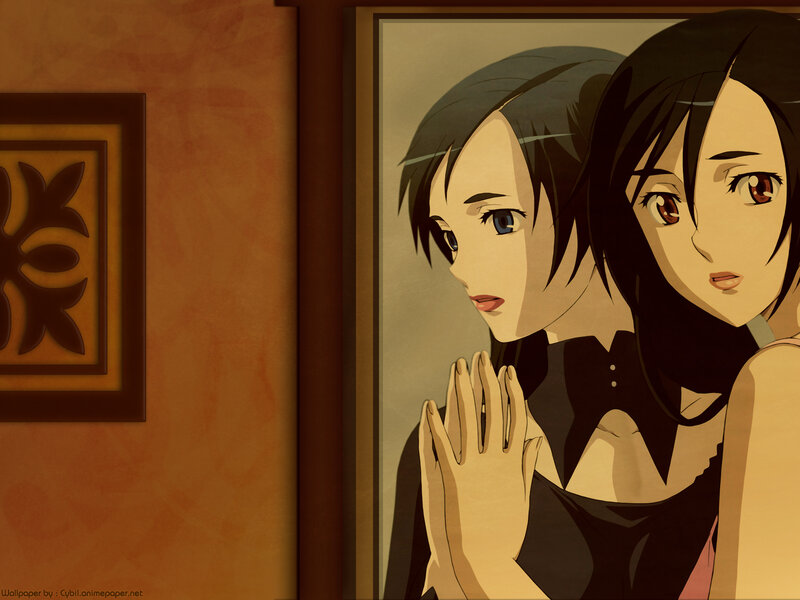 anime girls in a mirror