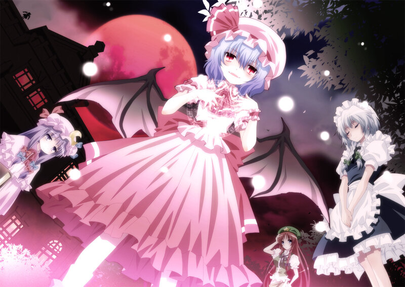 Anime Girls in a Night Scene — Pink