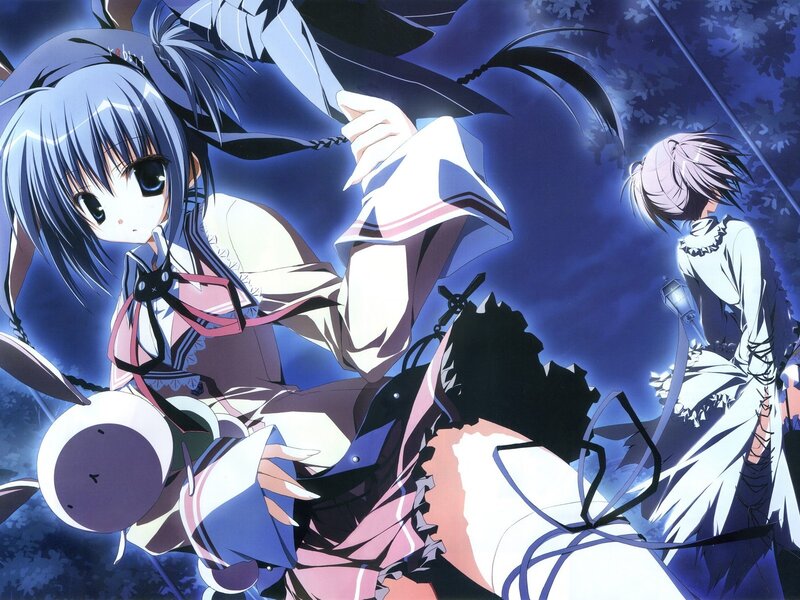 Anime girls in a nighttime scene