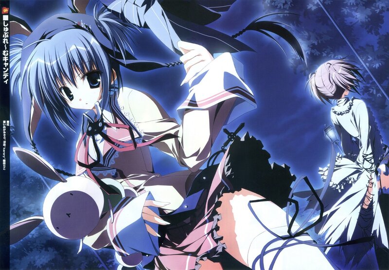 Anime girls in a nighttime scene