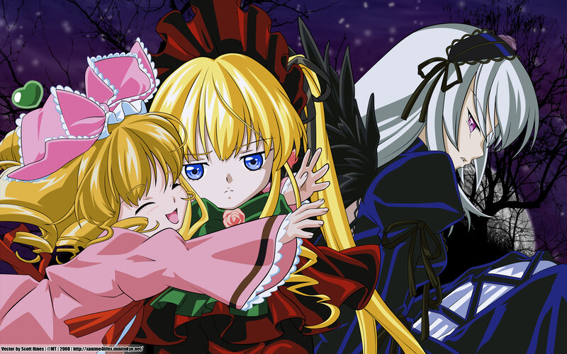 anime girls in a nighttime scene