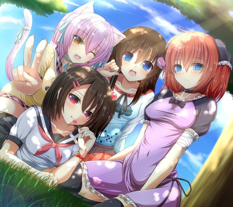 anime girls in a park