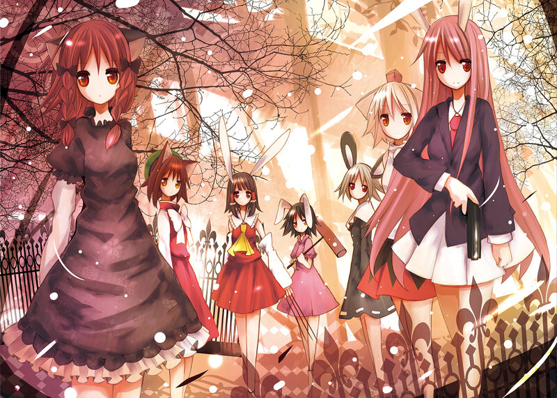 Anime Girls in a Park — Red