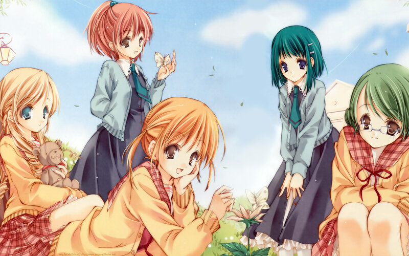 anime girls in a park