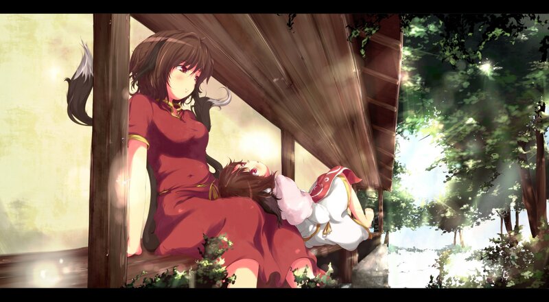 Anime girls in a peaceful moment