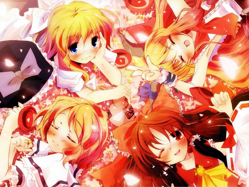anime girls in a pile