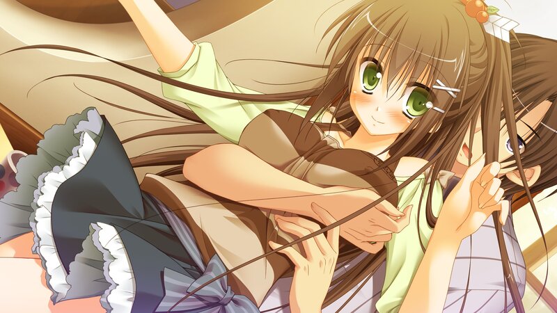 anime girls in a playful embrace
