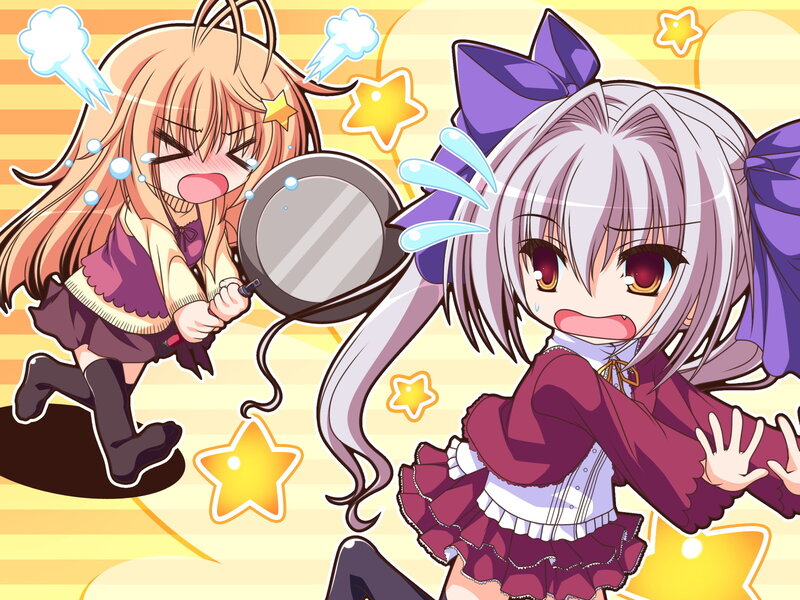 Anime girls in a playful fight