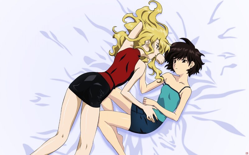 anime girls in a playful pose