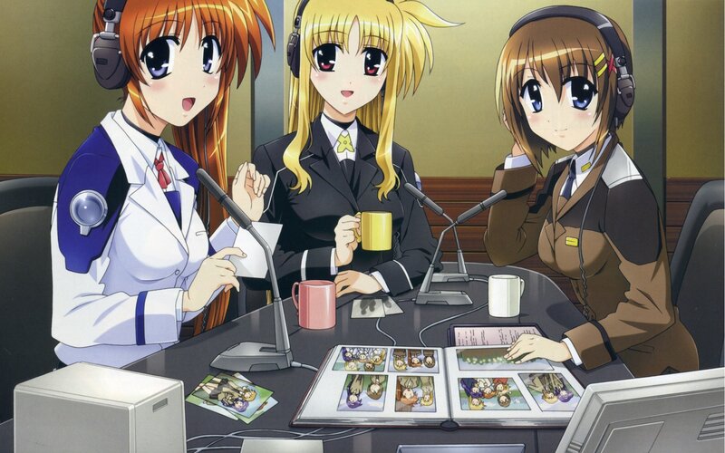 anime girls in a radio studio