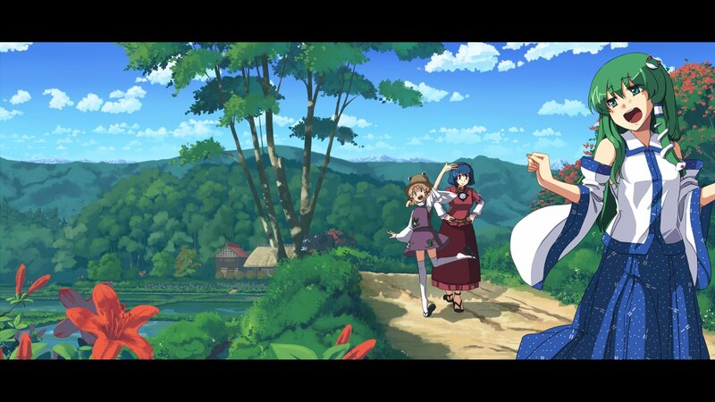 anime girls in a rural landscape