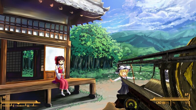 Anime girls in a rural setting
