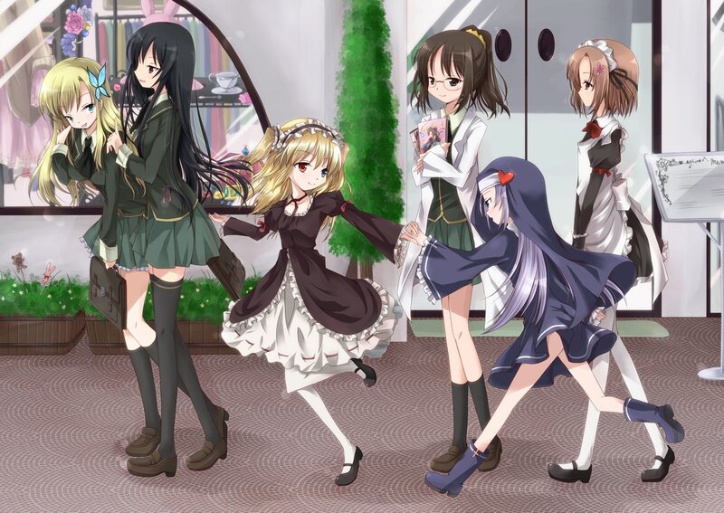 anime girls in a shop